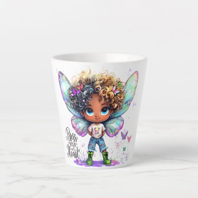 De Café Latte Lil'Fairy Abençoa Sua Caneca Latte. (Frente)