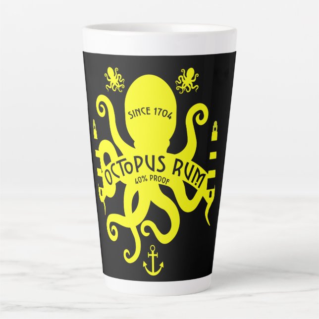 De Café Latte Mar Pensado E Fantasia | Octopus| Caneca Náutica (Frente)