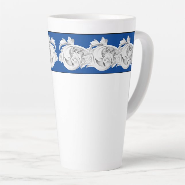 De Café Latte Marble Tendrils em uma grande caneca latina (Ângulo direito)