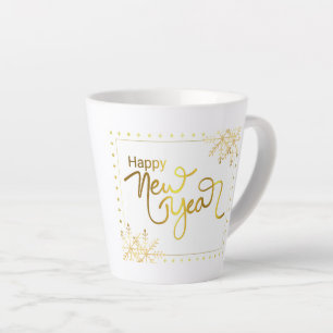 De Café Latte Mug feliz ano novo, 2023 Mug, caneca Dourada e can