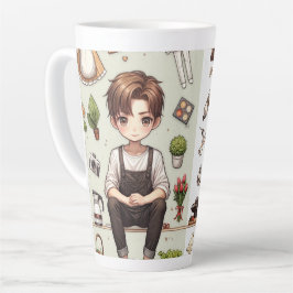 De Café Latte O homem, a mulher. 1 caneca latina