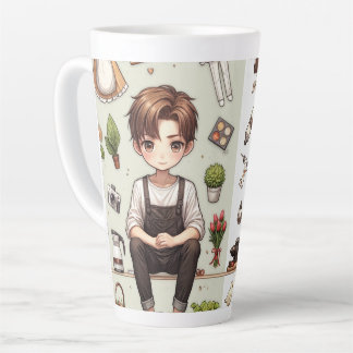 De Café Latte O homem, a mulher. 1 caneca latina