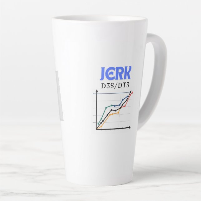 De Café Latte Sip Happenes: Jerk in Motion" caneca latte: (Ângulo direito)