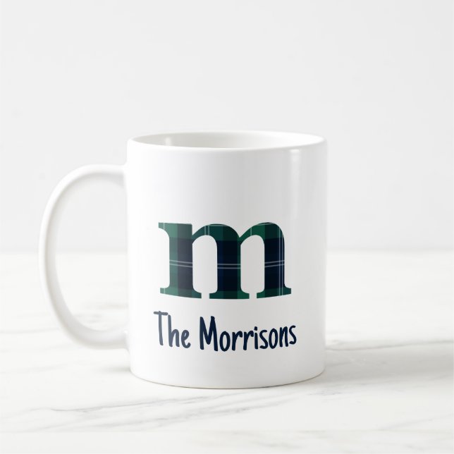 De Café Letra Minúscula m Xadrez e Nome em Caneca Personal (Esquerda)