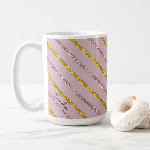 De Café Leve rosa e Dourada caneca personalizada