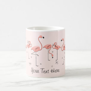De Café Linha cor-de-rosa caneca dos flamingos do "texto"
