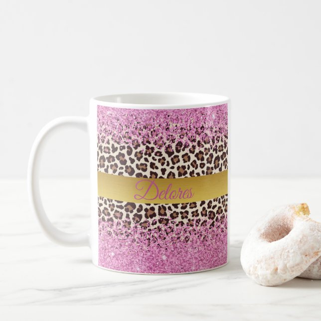 De Café Luminosidade rosa e caneca Dourada (Com Donut)