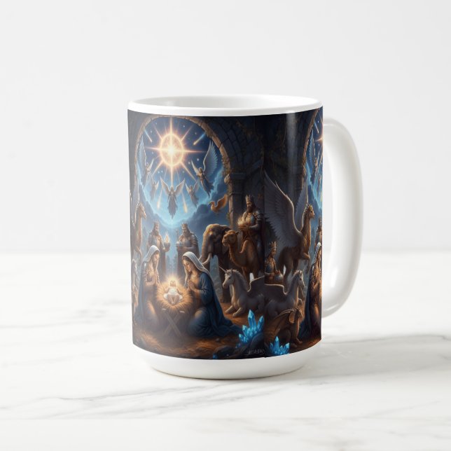 De Café Luz Celestial Sobre a Unidade – Caneca Inspiradora (Frente Esquerda)