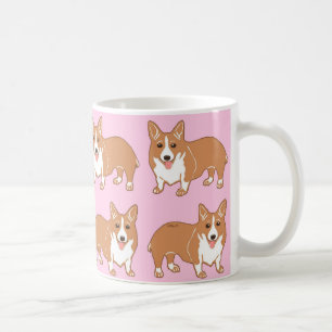 De Café Luz do teste padrão do Corgi - caneca cor-de-rosa