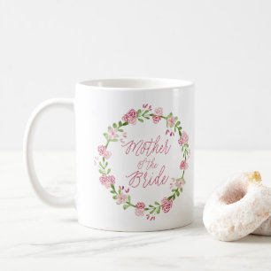 De Café Mãe da caneca da grinalda da aguarela da noiva