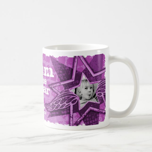 De Café Mãe do ano foto estrelas caneca roxa brilhante (Direita)