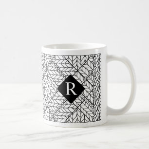 De Café MALHA ARGYRE BRANCA Caneca branca + Inicial II