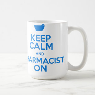 De Café Mantenha a calma e o farmacêutico na caneca