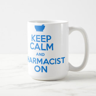De Café Mantenha a calma e o farmacêutico na caneca