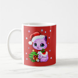 De Café Mão bonita caneca tirada do gato do Natal por Mei
