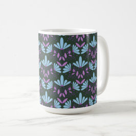 De Café Margarida azul e roxa sonha com caneca floral