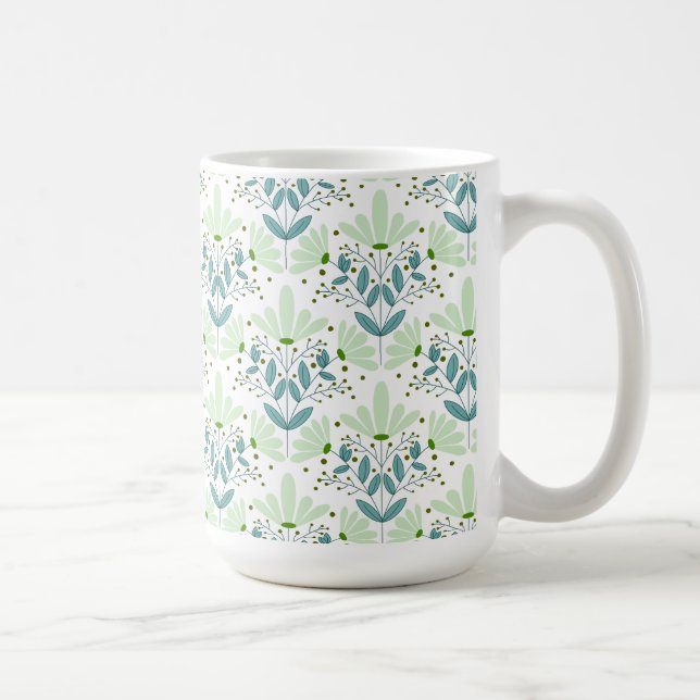 De Café Margarida verde e azul sonha caneca floral (Direita)