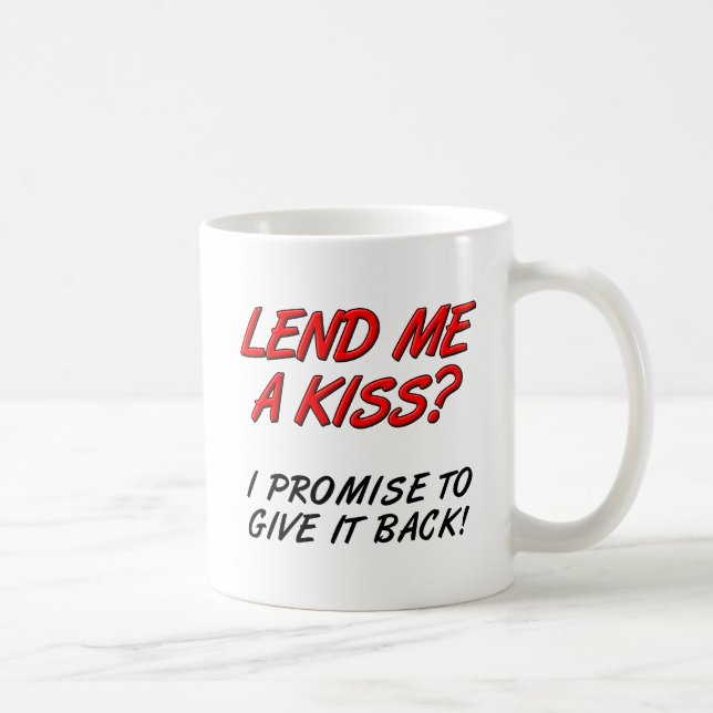 De Café Me Dê um Beijo Caneca Divertida (Direita)