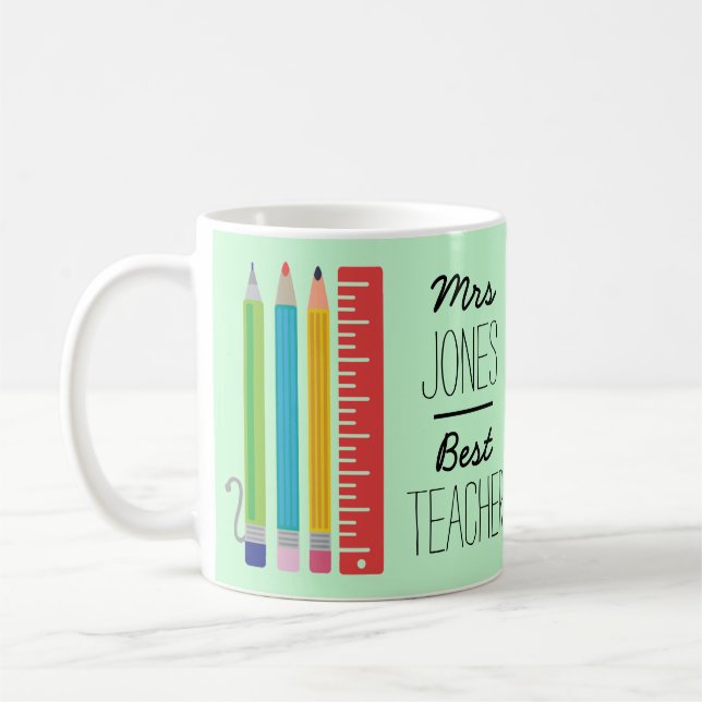 De Café Melhor caneca personalizada do lápis do professor (Esquerda)