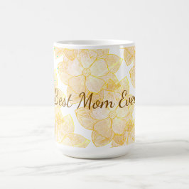De Café "Melhor Mãe do Mundo" Caneca Floral Dourada Ensola