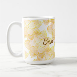 De Café "Melhor Mãe do Mundo" Caneca Floral Dourada Ensola