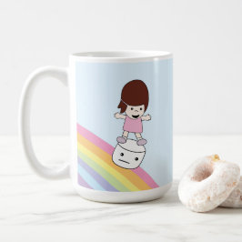 De Café Menina dos desenhos animados na caneca do