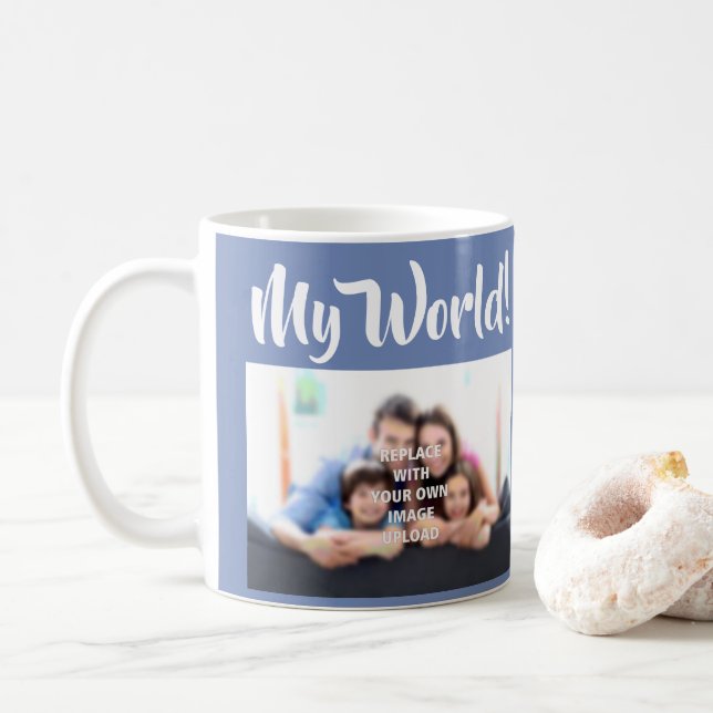 De Café "Meu Mundo" - Foto da família em uma caneca (Com Donut)