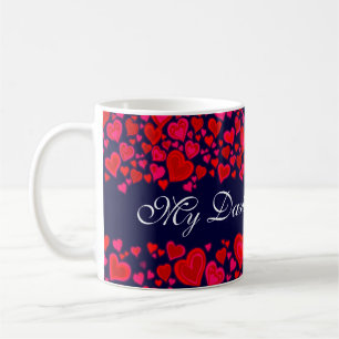 De Café "Meu Querido Valentim" caneca corações vermelho ro