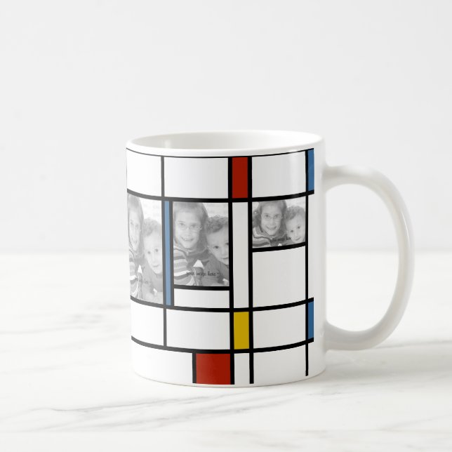 De Café Mondrian inspirou a caneca do modelo da foto (Direita)