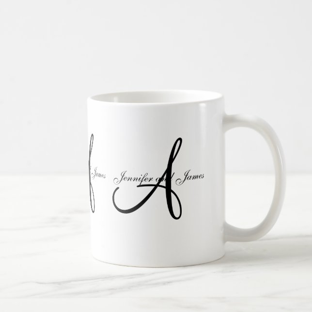 De Café Monograma A do casamento & caneca branca preta do (Direita)