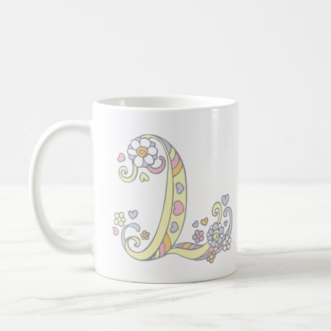 De Café Monograma decorativo L corações e caneca das (Esquerda)