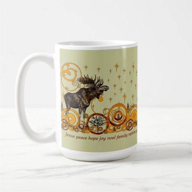 De Café Moose Swirl Stars Moon Peace Joy Ho Ho Ho Caneca d (Esquerda)