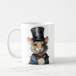 De Café Mouse em um chapéu e uma caneca