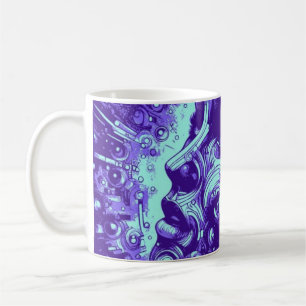 De Café Musa Mecânica   Caneca Cyberpunk Roxa