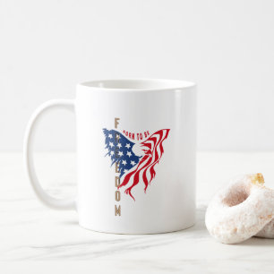 De Café Nascido para Ser Águia Patriótica Livre Caneca C