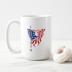 De Café Nascido para Ser Livre Águia Patriótica   Caneca C