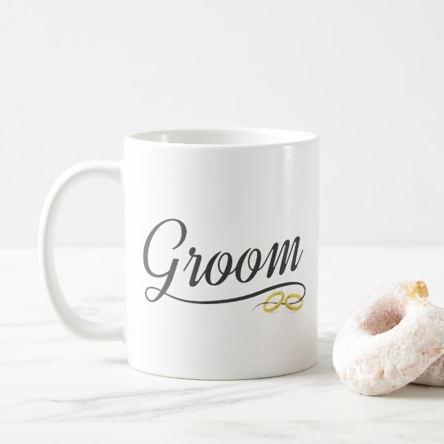 De Café Noiva Simples Floral Casamento Caligrafia | Caneca (Com Donut)