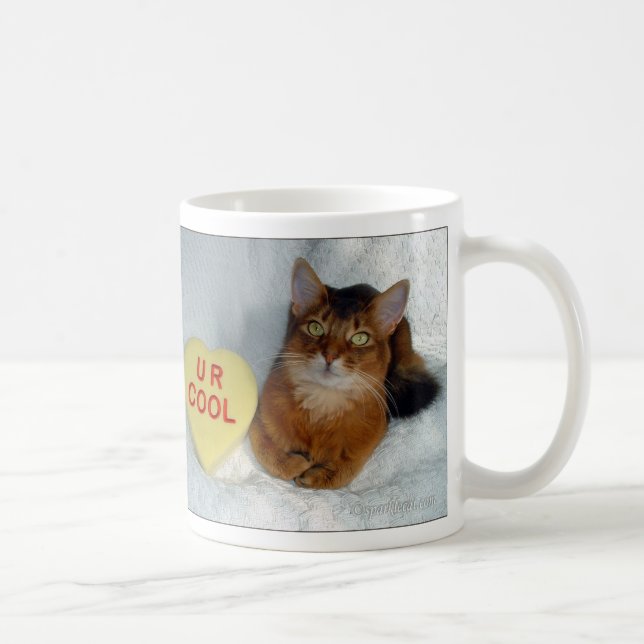 De Café O gato somaliano U R da faísca refrigera a caneca (Direita)