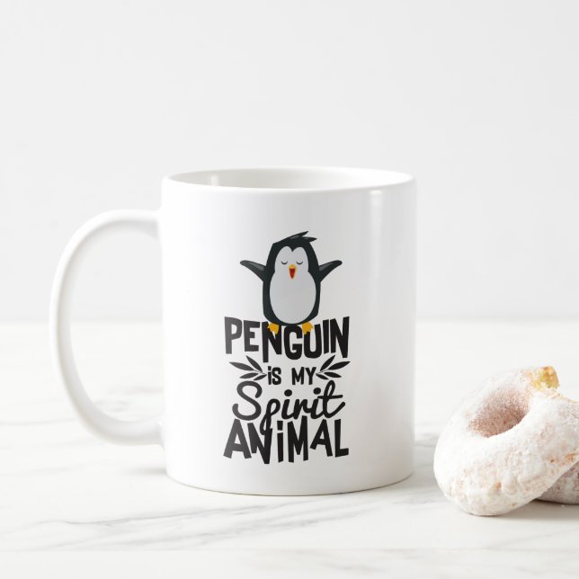 De Café O pinguim bonito é minha caneca engraçada animal (Com Donut)