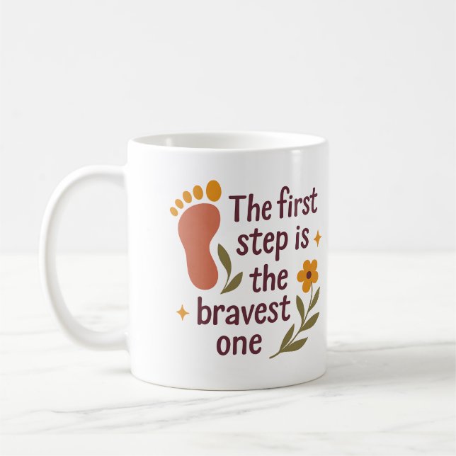 De Café O primeiro passo é o mais corajoso - Caneca (Esquerda)