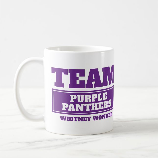 De Café O roxo da equipe personaliza a equipe e a caneca (Esquerda)