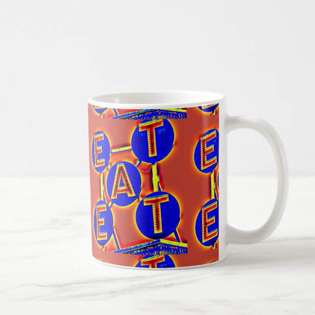 De Café o vermelho/azul come a caneca (Direita)