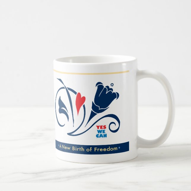 De Café Obama - SIM NÓS PODEMOS, caneca das flores 1-20-09 (Direita)
