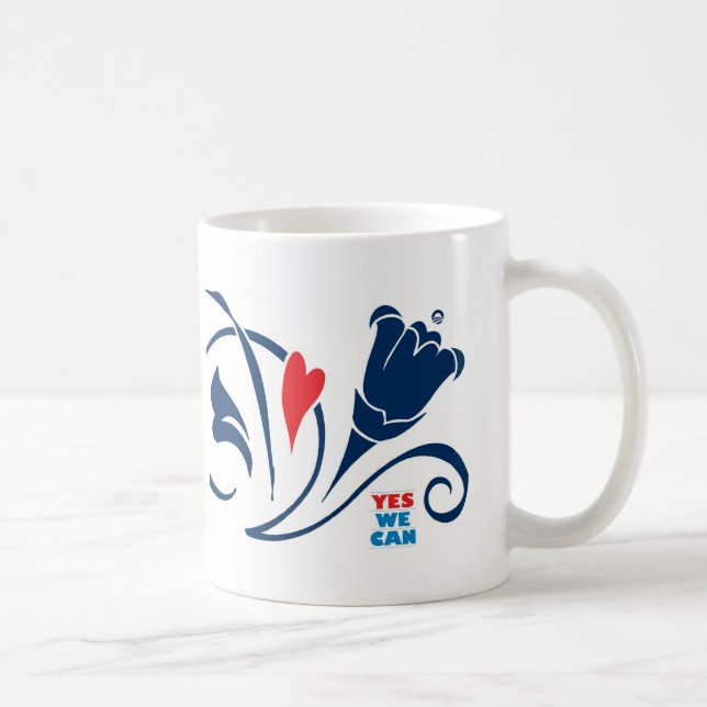 De Café Obama - Sim, Podemos, Caneca Amor Floresce, clássi (Direita)
