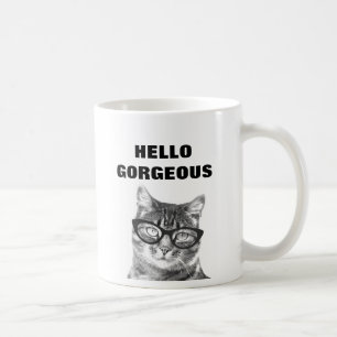 De Café Olá! caneca preto e branco lindo do gato 11oz