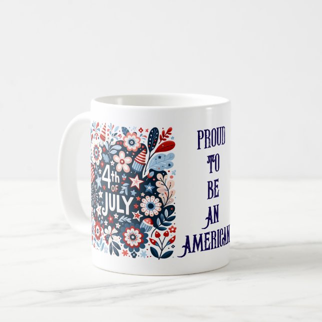 De Café Orgulhoso por ser um americano - Caneca do Dia 4 d (Frente Esquerda)