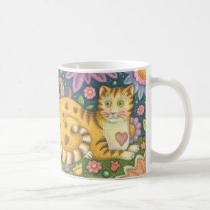 De Café Os corações N listram a caneca da arte popular d