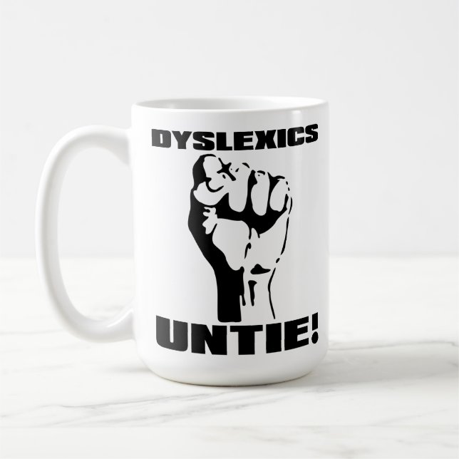 De Café Os Dyslexics desatam a caneca engraçada (Esquerda)