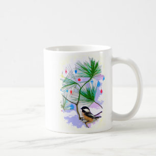 De Café Pássaro do Chickadee na caneca da árvore