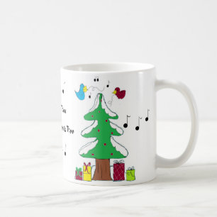 De Café Pássaros e caneca do Natal das notas musicais